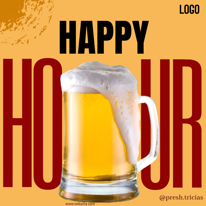 Orange Maximalist Happy Hour  Square (1:1) 方形(1:1) template
