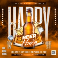 Orange Maximalist Happy Hours Poster Flyer Instagram Post Iphosti le-Instagram template