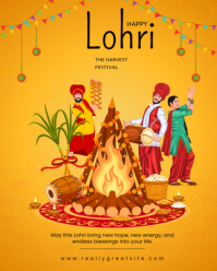 Orange Lohri Festival Instagram Portrait Template