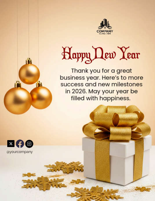 Copy of Orange Maximalist Happy New Year Flyer (us Letter) | PosterMyWall