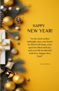 Orange Maximalist Happy New Year Greeting Card  Half Page Wide Полстраницы широкого формата template