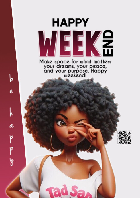 Orange Maximalist Happy Weekend  A4 template