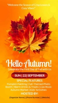 Orange Maximalist Hello Autumn Instagram Story , event, fall template