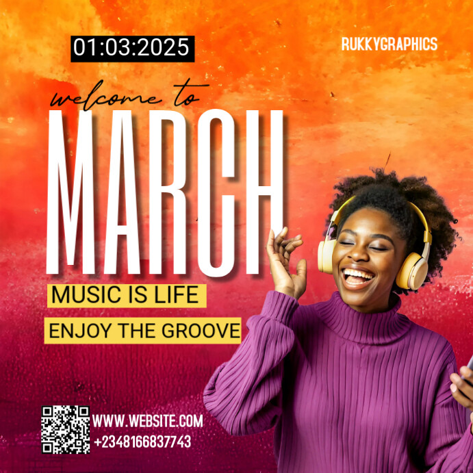 Orange Maximalist Hello Welcome To March Calendar Instagram Post ...