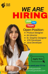 Orange Maximalist Hiring Half Page Wide template