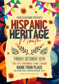 Orange Maximalist Hispanic Heritage Month A5 template