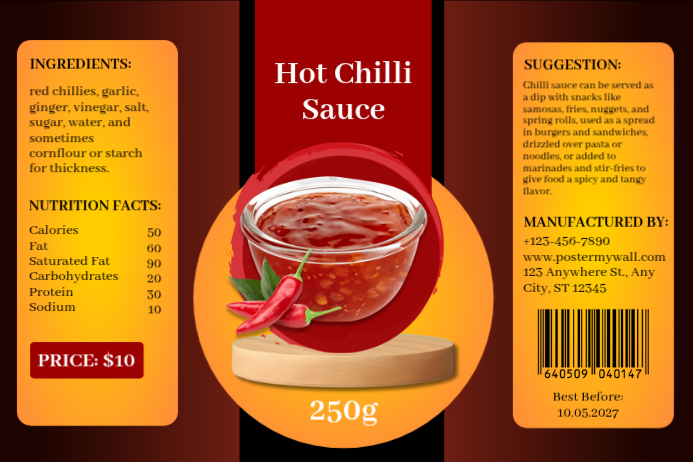White Shito Sauce Label Labels Template | PosterMyWall