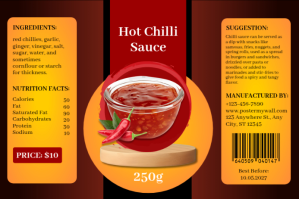 Orange Maximalist Hot Chilli Sauce Label Rótulo template