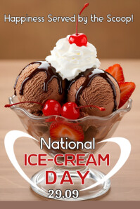 Orange Maximalist Ice-cream Day  Poster template