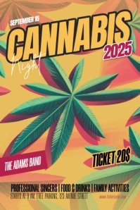 Orange Maximalist joyful Cannabis Poster template