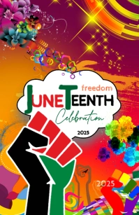 Orange Maximalist Juneteenth Celebration Poster Half Page Wide template