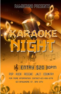 Orange Maximalist Karaoke Night Flyer  Tabloi Tablóide template