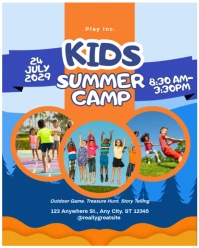 Orange Maximalist Kids Summer Camp Instagram Portrait template