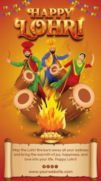 Orange Maximalist  Lohri Celebration Instagram Story template