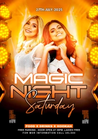 Orange Maximalist Magic Night Party A4 template