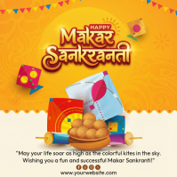 Orange Maximalist Makar Sankranti Instagram Post template