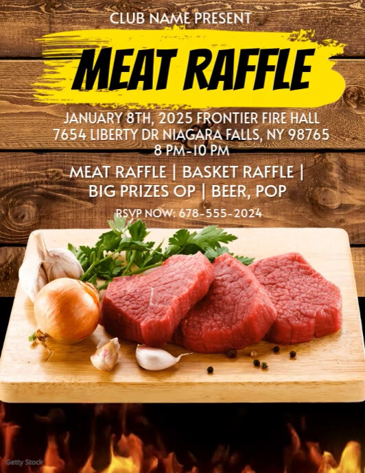 Orange Maximalist Meat Raffle Flyer Flyer (us Letter) template