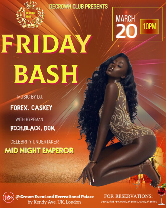 Orange Maximalist Modern Friday Bash Club Event / Party Flyer/poster Design  Instagram Portrait template