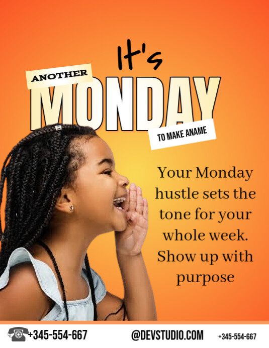 Orange Maximalist Monday Post Flyer (us Letter) Pamflet (VSA Brief) template