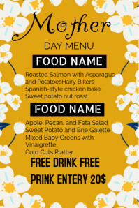 Orange Maximalist Mother's Day Menu Poster template