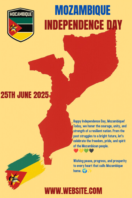Orange Maximalist Mozambique Independence Day  Pinterest Graphic template
