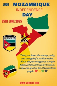 Orange Maximalist Mozambique Independence Day  Pinterest Graphic template