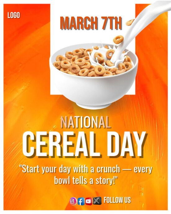 Orange Maximalist National Cereal Day Instagram Portrait template