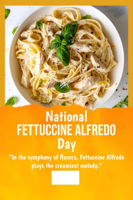 Orange Maximalist National Fettuccine Alfredo Day Poster 海报 template