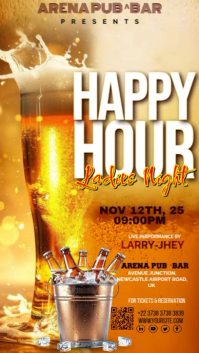 Orange Maximalist National Happy Hour Day Club Party Video Flyer/poster Template Digital Display (9: