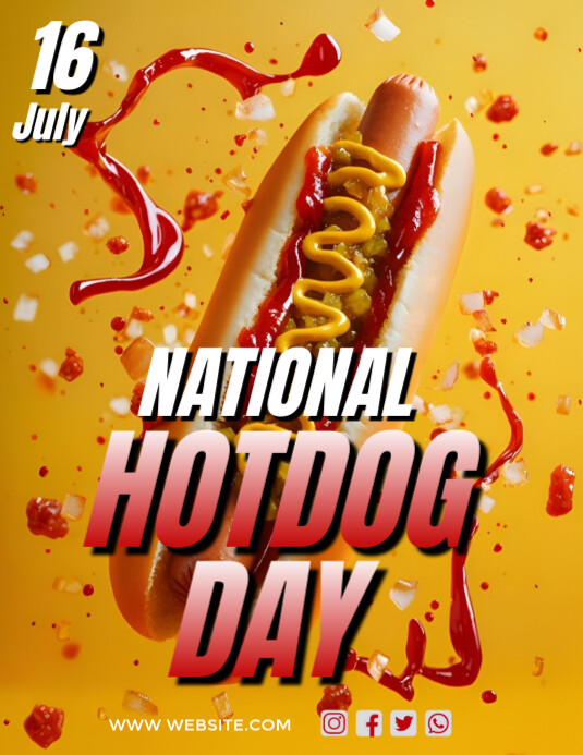 Orange Maximalist National Hotdog Day  Flyer (us Letter) template