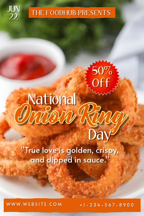Orange Maximalist National Onion Ring Day Poster Cartaz template