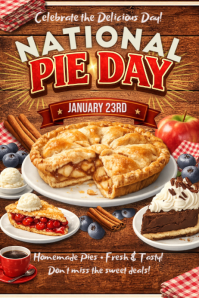 Orange National Pie Day Celebration Poster Template