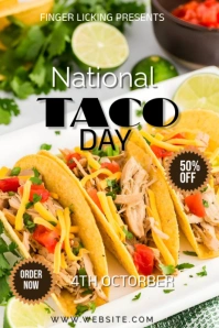 Orange Maximalist National Taco Day Post Pinterest Graphic template