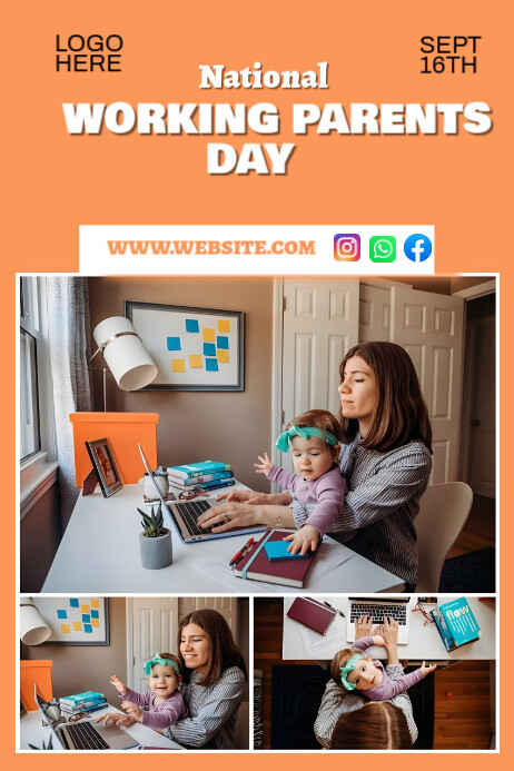 Orange Maximalist National Working Parents Da Template | PosterMyWall