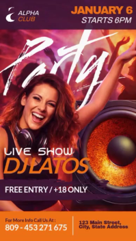 Orange Maximalist Neon DJ Party Template with 3D Speaker Instagram Story