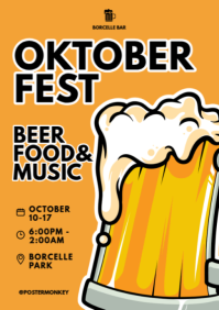 Orange Maximalist Oktoberfest Beer Party A2 template