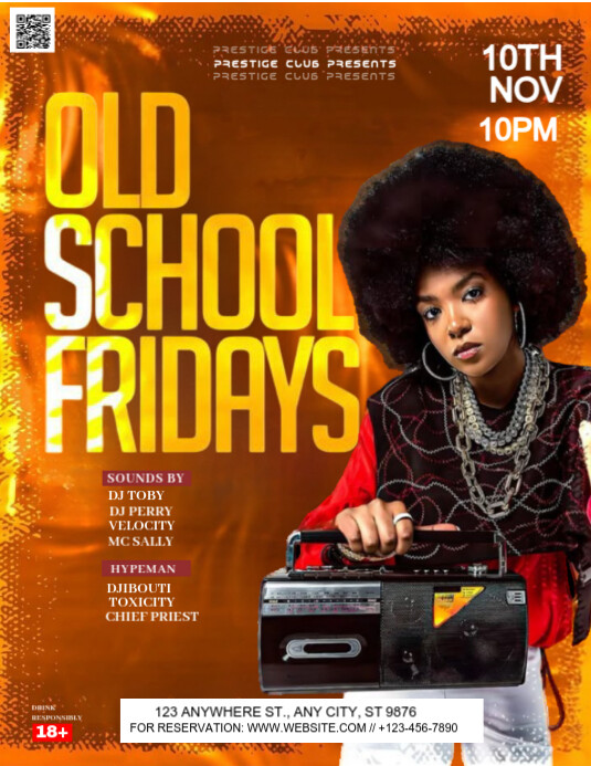 Orange Maximalist Old School Fridays Flyer (us Letter) Template ...