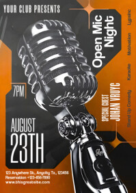 Orange Maximalist Open Mic Night Party A4 template