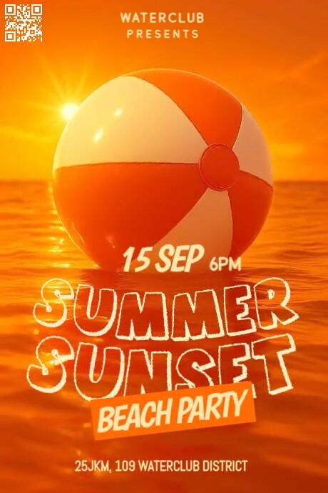 Orange Maximalist Orange Summer Sunset Beach Party Poster โปสเตอร์ template