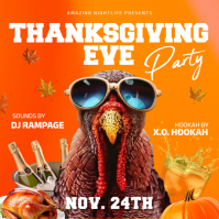 Orange Maximalist Orange Thanksgoving Turkey Party Flyer Flyer (us Letter) Instagram Post template