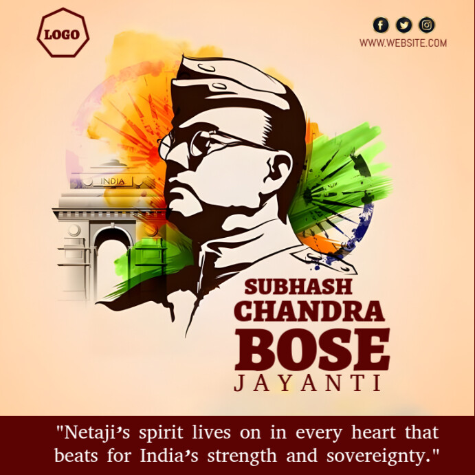 Orange Maximalist Parakram Diwas Instagram Post template