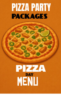 Orange Maximalist Pizza Day Menu Tabloid template