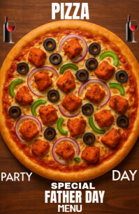 Orange Maximalist Pizza Day Party Tabloid template