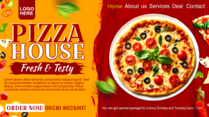 Orange Maximalist Pizza House Leading Page Design Template Digital Display (16:9)