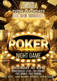 Orange Maximalist Poker Casino Night Event A5 Video template