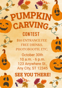 Orange Maximalist Pumpkin Carving Contest A4 template