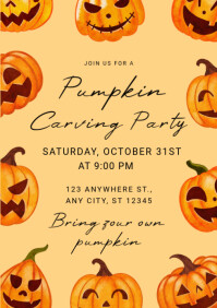 Orange Maximalist Pumpkin Carving Contest A4 template