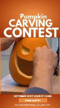 Orange Maximalist Pumpkin Carving Contest  Instagram Reel template