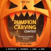 Orange Maximalist Pumpkin Carving Contest Instagram Post template