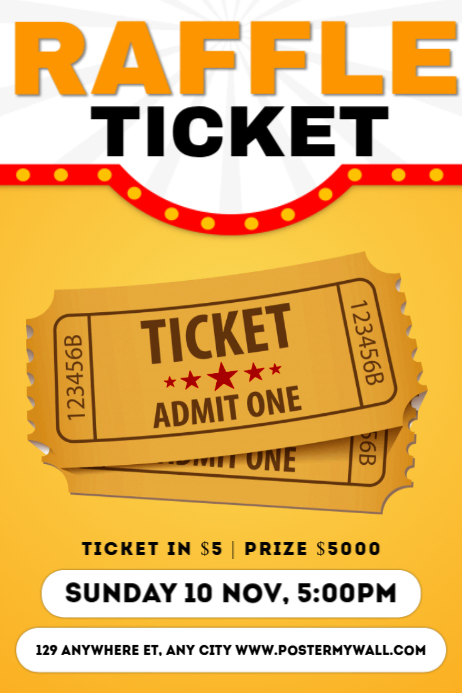 Orange Raffle Ticket Posters Template | PosterMyWall